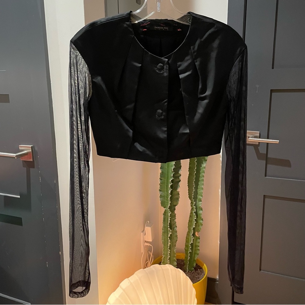 Vintage Patrizia Pepe sera crop top blazer with shear sleeves